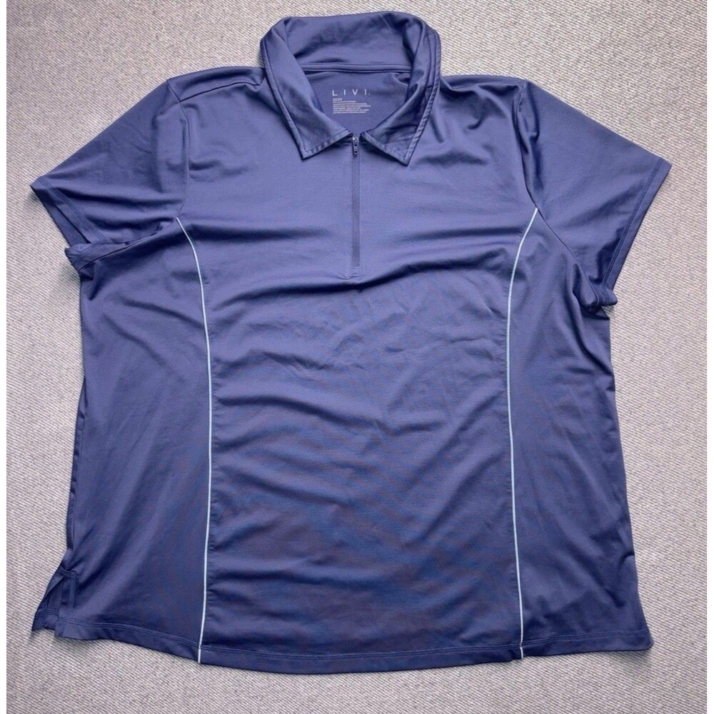 LIVI Lane Bryant Blue 1/4 Zip Active Polo Shirt Short Sleeve Plus Size 22/24